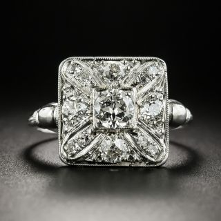 Art Deco Diamond Square Top Ring - 2