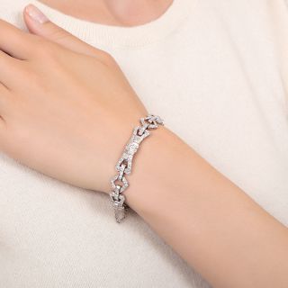 Art Deco Diamond Stirrup Line Bracelet 
