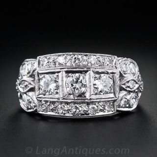 Art Deco Diamond Wide Cigar Band Ring
