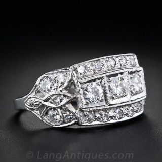 Art Deco Diamond Wide Cigar Band Ring