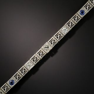 Art Deco Diamond with Sapphire Bracelet - 2