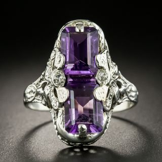 Art Deco Double Amethyst Ring by J.J. White - 3