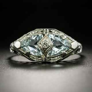 Art Deco Double Aquamarine Ring - 3
