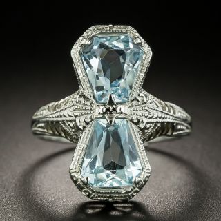 Art Deco Double Aquamarine Ring - 2