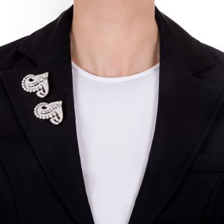 Art Deco Double Clip Brooch, 10.00 Carats