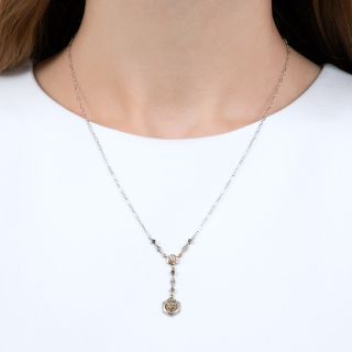 Art Deco Double Diamond and Sapphire Necklace