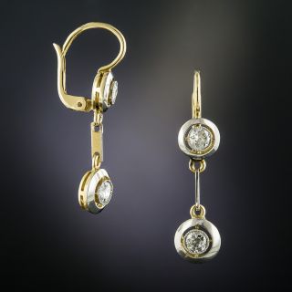 Art Deco Double Diamond Dangle Earrings