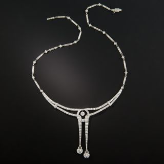 Art Deco Double Diamond Dangle Necklace - 2