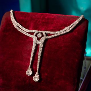 Art Deco Double Diamond Dangle Necklace