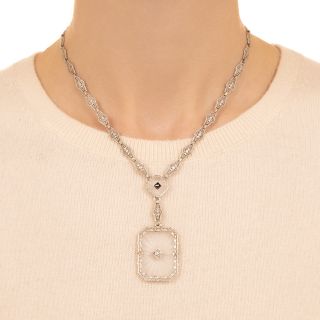 Art Deco Double Rock Crystal and Diamond Necklace