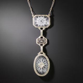 Art Deco Double Rock Crystal Pendant - 3