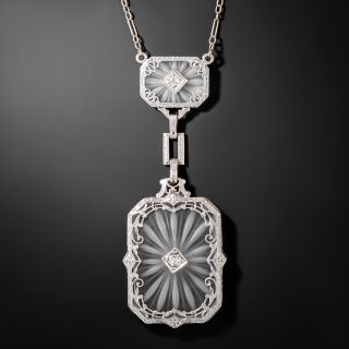 Art Deco Double Rock Crystal Quartz and Diamond Necklace - 2