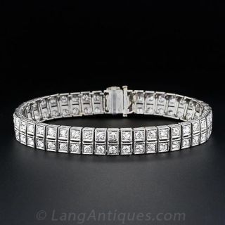 Art Deco Double-Row Diamond Line Bracelet - 1