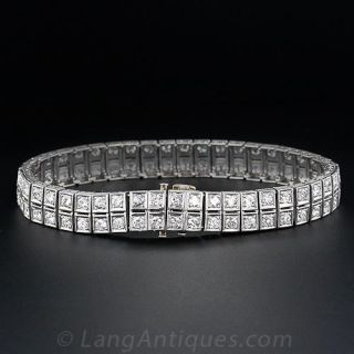 Art Deco Double-Row Diamond Line Bracelet