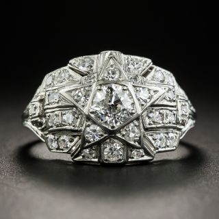 Art Deco Eastern Star Platinum Diamond Ring - 1