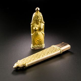 Art Deco Egyptian Revival Caryatid Toothpick Safe - 3