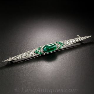 Art Deco Emerald and Diamond Bar Pin 