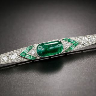 Art Deco Emerald and Diamond Bar Pin 