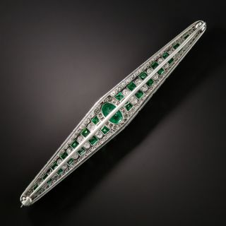 Art Deco Emerald and Diamond Bar Pin