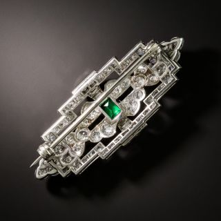 Art Deco Emerald and Diamond Brooch