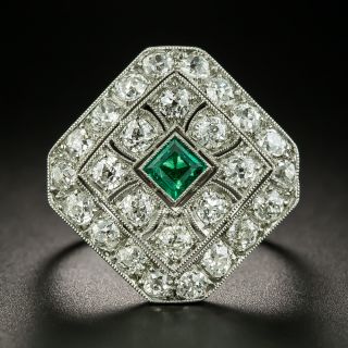Art Deco Emerald and Diamond Dinner Ring - 2