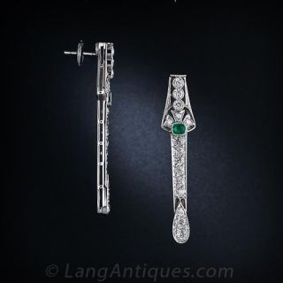 Art Deco Emerald and Diamond Earrings
