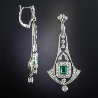 Art Deco Emerald and Diamond Earrings