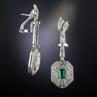 Art Deco Emerald and Diamond Earrings