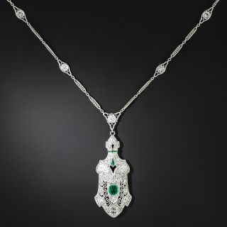 Art Deco Emerald and Diamond Necklace - 2