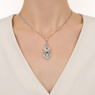 Art Deco Emerald and Diamond Necklace