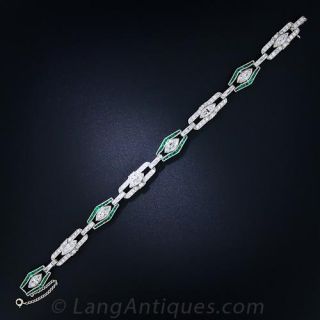 Art Deco Emerald and Diamond Platinum Bracelet