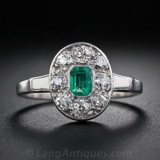 Art Deco Emerald and Diamond Ring