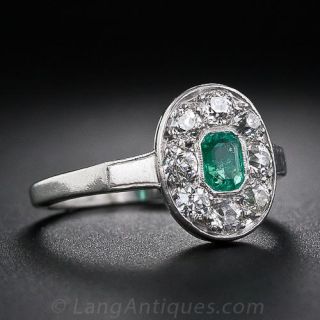 Art Deco Emerald and Diamond Ring