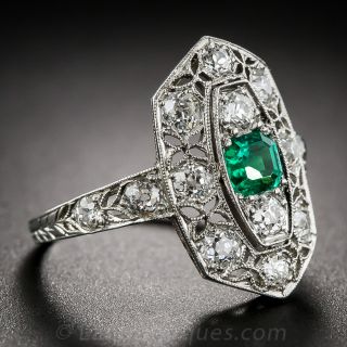 Art Deco Emerald and Diamond Ring