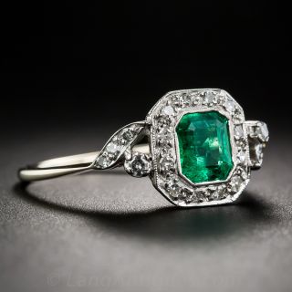 Art Deco Emerald and Diamond Ring