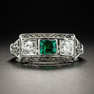 Art Deco Emerald and Diamond Ring