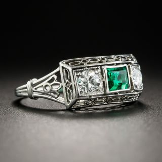 Art Deco Emerald and Diamond Ring