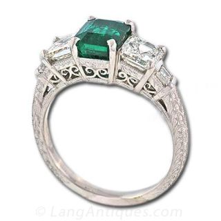 Art Deco Emerald and Diamond Ring
