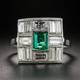 Art Deco Emerald and Diamond Ring - 1