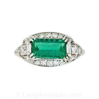 Art Deco Emerald and Diamond Ring - 1