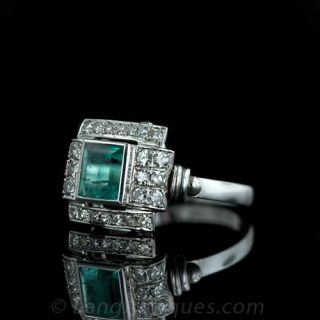 Art Deco Emerald and Diamond Ring