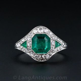 Art Deco Emerald Diamond Ring 