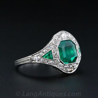 Art Deco Emerald and Diamond Ring