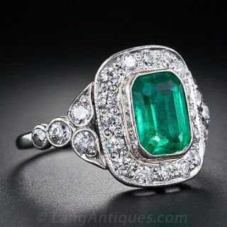 Art Deco Emerald and Diamond Ring