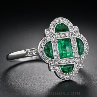 Art Deco Emerald and Diamond Ring
