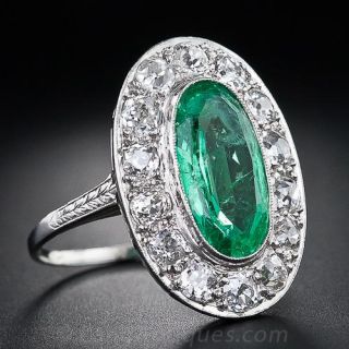 Art Deco Emerald and Diamond Ring - 1