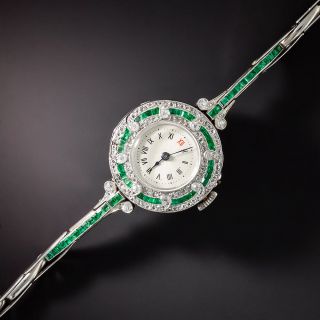 Art Deco Emerald and Diamond Watch - 1