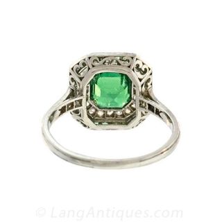 Art Deco Emerald Ring with Diamonds