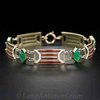 Art Deco Enamel and Chrysprase Bracelet