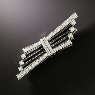 Art Deco Enamel and Diamond Double Clips/Brooch - 5